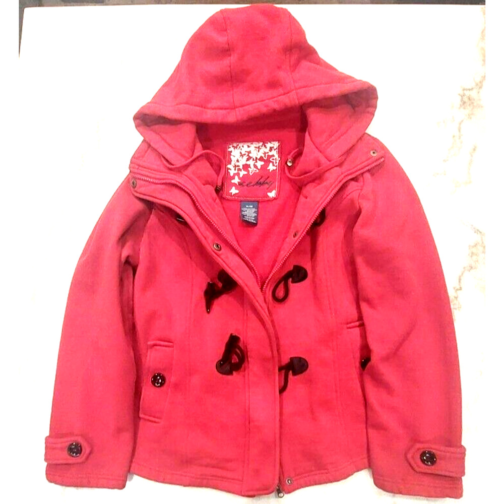 Sebby Red Jacket XL Soft Sweatshirt Material Front Pockets Zip and Toggle
